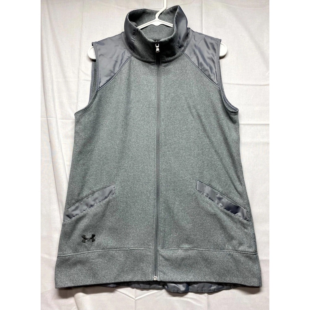 Under Armour Vest Womens Medium Gray Loose Fit Performance Fleece Logo Full Zip